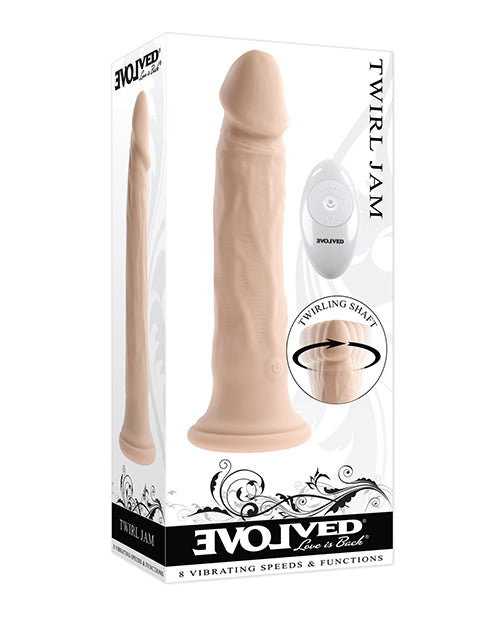 Evolved 'Twirl Jam' Rechargeable Remote-Controlled Vibrating Twirling 9 in. Silicone Vibrator