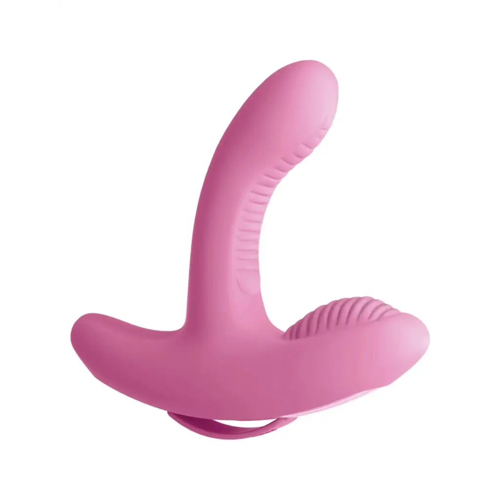 3Some Plain Vibrator Pink 3Some Rock n' Grind Rechargeable Remote-Controlled Dual Stimulation Silicone Vibrator at the Haus of Shag