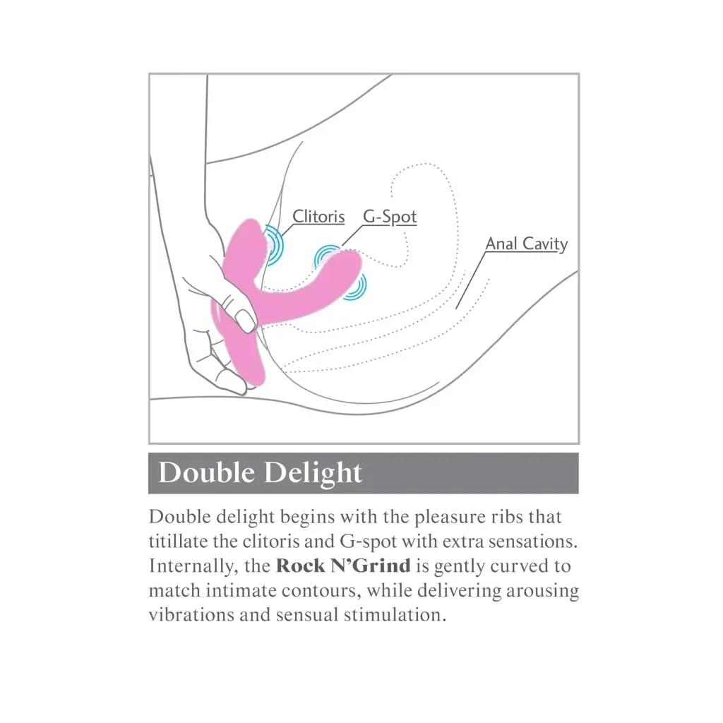 3Some Plain Vibrator Pink 3Some Rock n' Grind Rechargeable Remote-Controlled Dual Stimulation Silicone Vibrator at the Haus of Shag