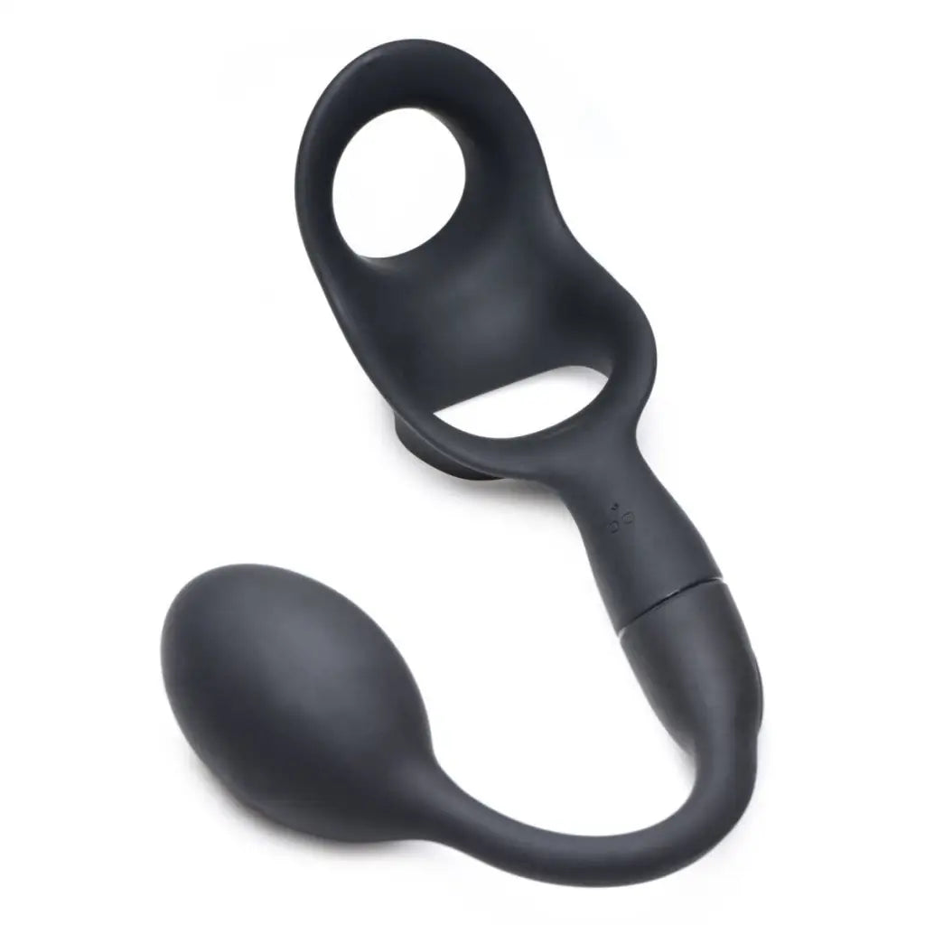 Vibrating anal plug with curved handle from Alpha-Pro 10X P-BOMB Cock & Ball Ring collection