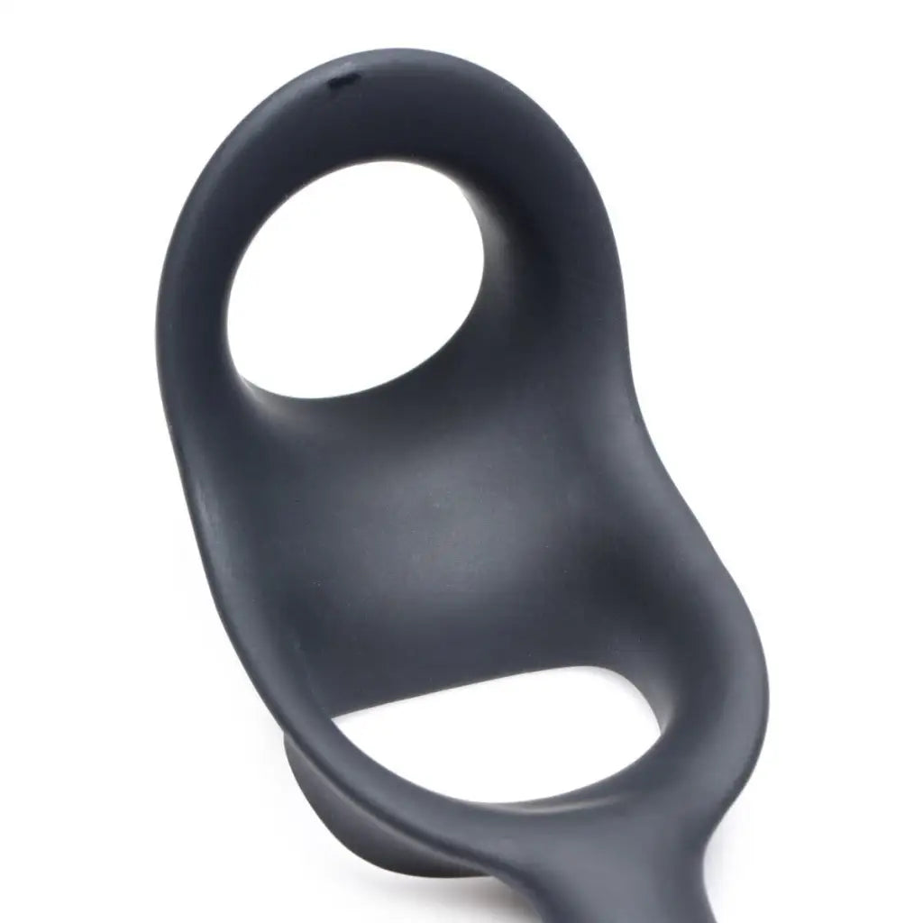 Alpha-Pro 10X P-BOMB dark gray silicone vibrating anal plug and cock & ball ring