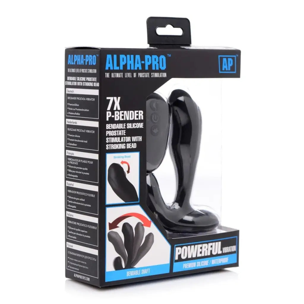 Bendable Prostate Stimulator - Alpha Pro 7X P-BENDER with Curved Shape and Stroking Bead