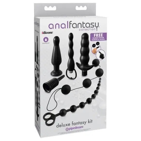 Box of black Anal Fantasy Deluxe Fantasy Kit with ball and nipple on display