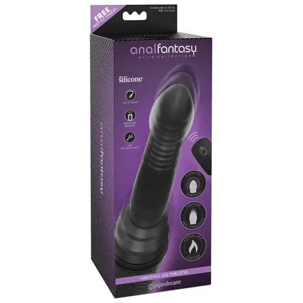 Anal Fantasy Elite Collection Vibrating Ass Thruster in black packaging with purple accents
