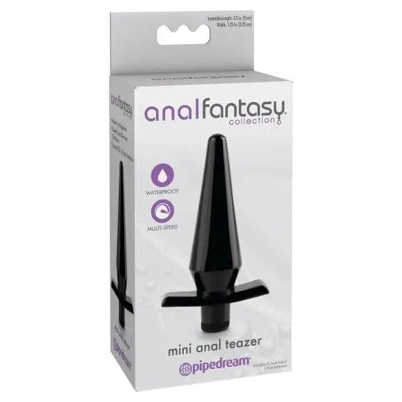 Black silicone Anal Fantasy Mini Anal Teaser in retail packaging for safe anal pleasure
