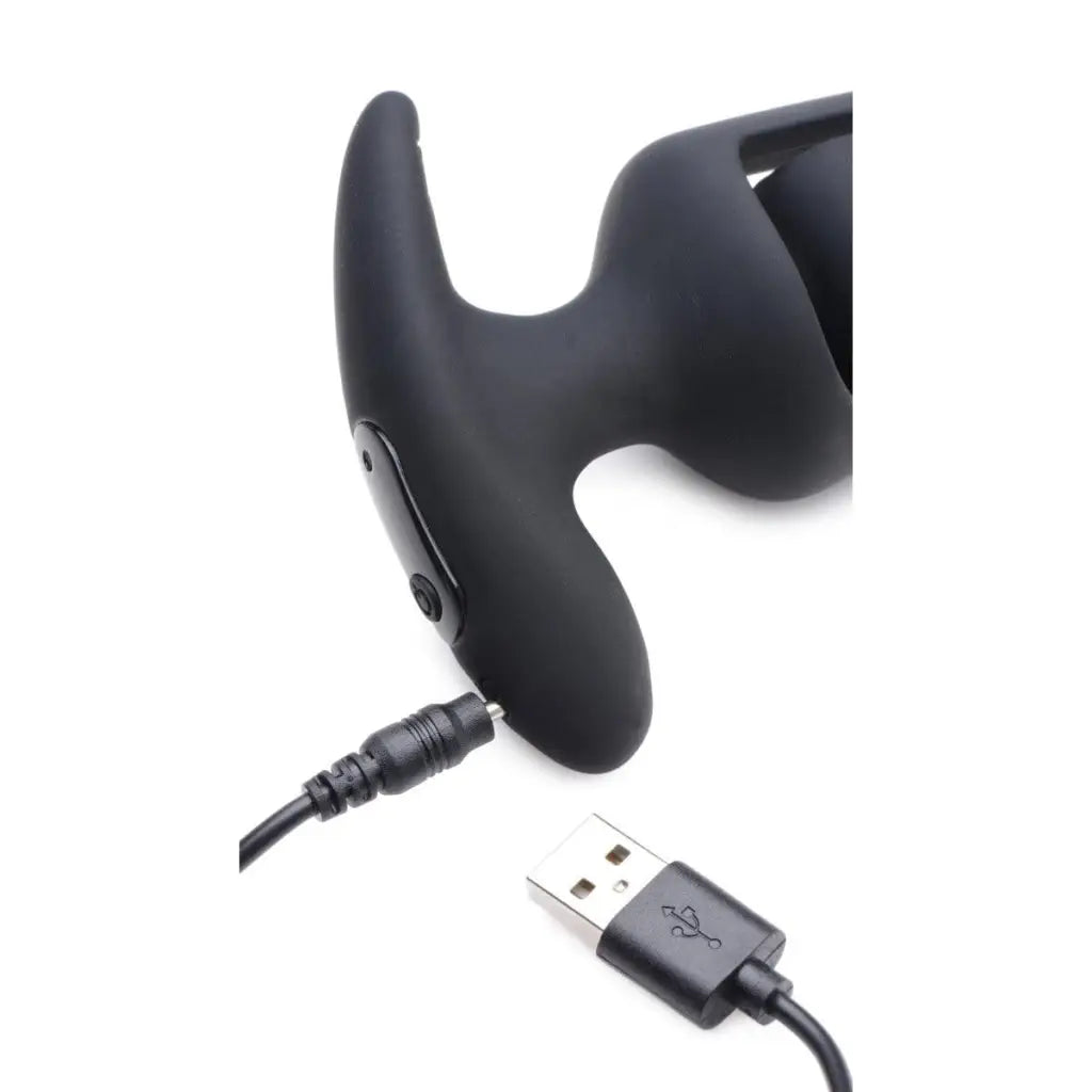 Ass Thumpers Power Plug with USB - Black Hollow Silicone Prostate Massager & Remote Control