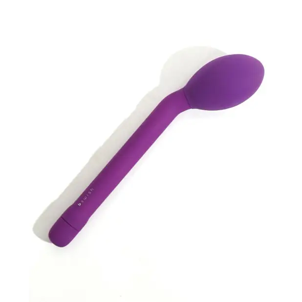Purple spoon-shaped Bgee Classic Plus Vibrator with body-safe materials and white handle