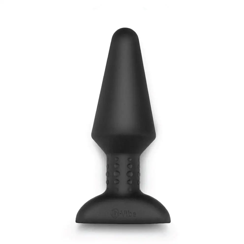 Close-up of b-Vibe Rimming Plug XL vibrating plug with wireless remote on white background