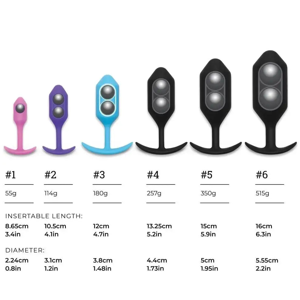 Various colors of b-Vibe Weighted Snug Plug 6 wireless earphones displayed