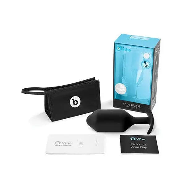 b-Vibe Weighted Snug Plug 6 - Blue Box, Black Case, White Logo, Premium Snug Plugs