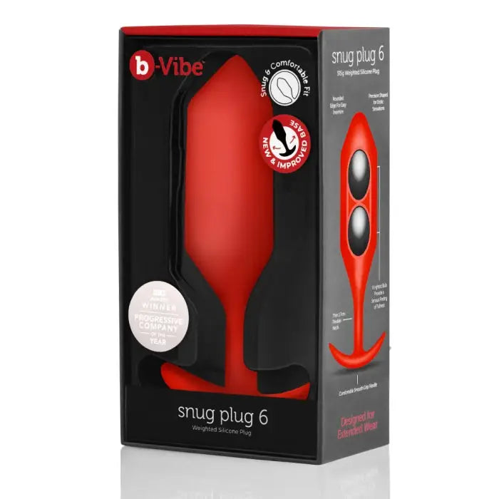 b-Vibe Weighted Snug Plug 6 red - 515 grams - perfect snug plug for enhanced pleasure