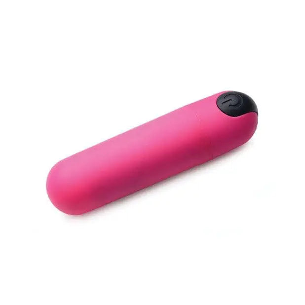 Pink vibrating bullet massager with remote control, body-safe silicone