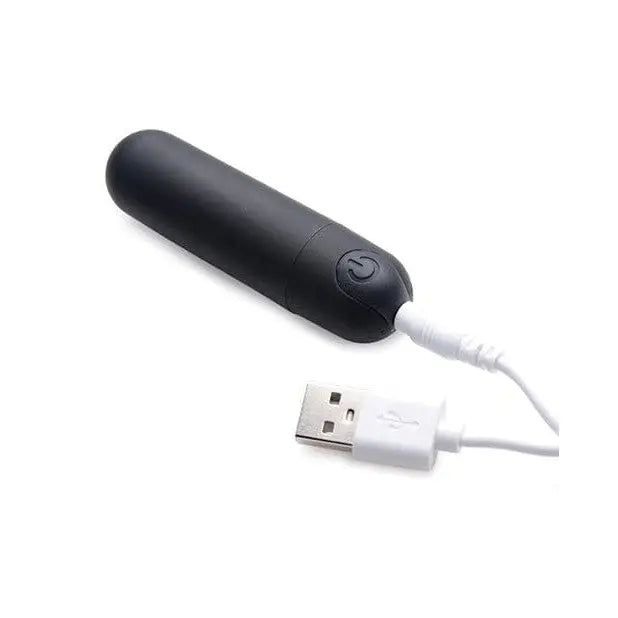 BANG! Vibrating Bullet With Remote Control in body-safe silicone, USB charging attached