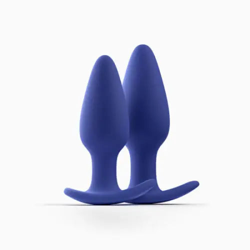 Biird Regii 2-Piece Anal Plug Set Blue - Durable blue silicone anal plugs on white background