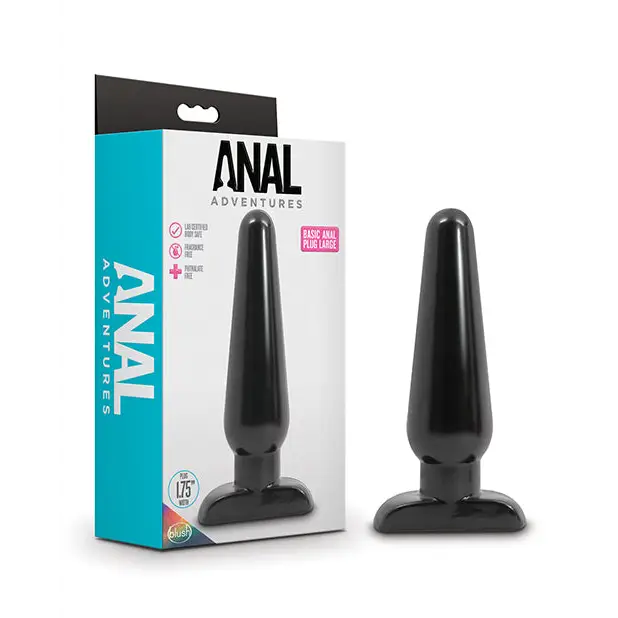Anal Adventures By Blush Basic Black Anal Plug - Black / Large - Butt Plug