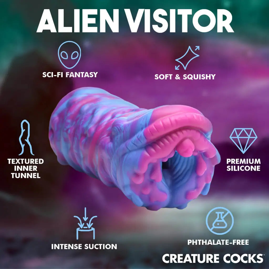 Premium silicone, phthalate-free alien-inspired sex toy for use with water-based lubricants