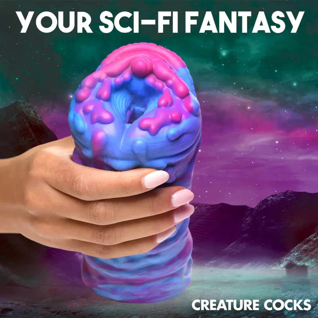 Colorful brain-shaped silicone stroker; phthalate-free and perfect with water-based lubricants