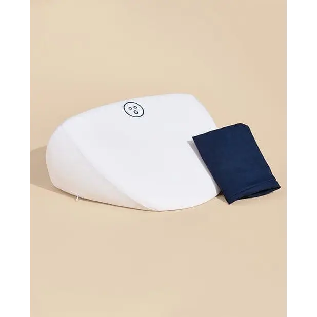 Dame Pillo: Comfy soft, white pillow with a blue cover, perfect for intimate moments