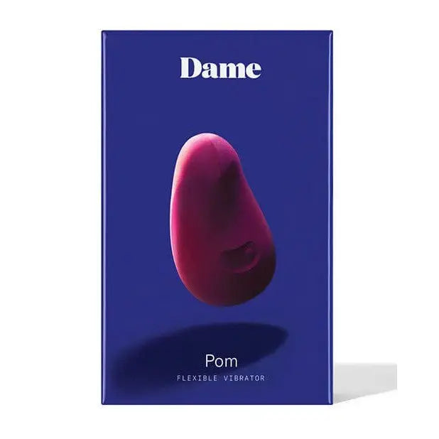 Dame Pom Flexible Vibrator: Pink, egg-shaped, floating against a blue background