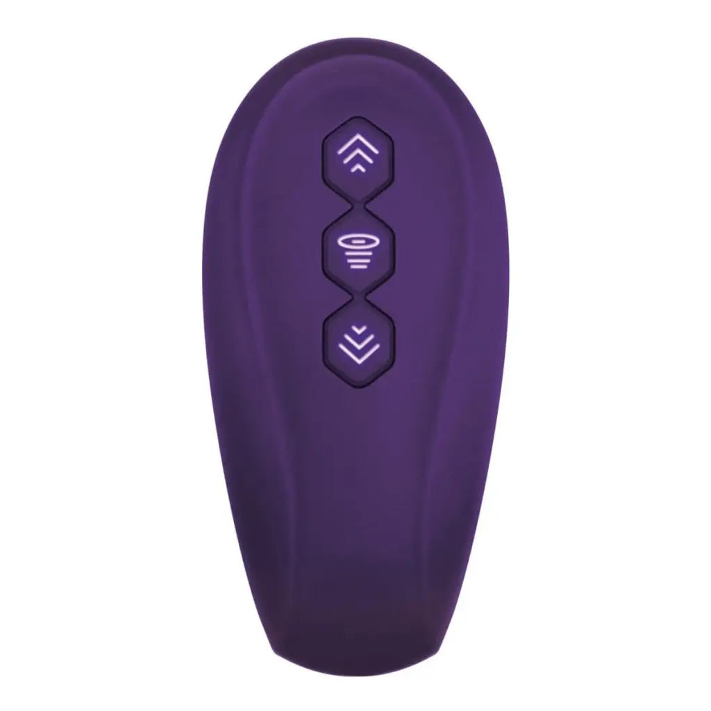 Purple oval-shaped device with 3 buttons for the Evolved ’2 Become 1’ strapless strap on