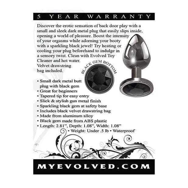 Evolved Black Gem Anal Plug with a sparkling black gem on a white background