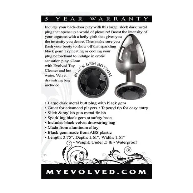 Evolved Black Gem Anal Plug featuring a sparkling black gem on a pristine white background