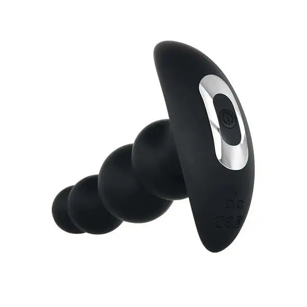 Evolved ’Bump N’ Groove’ vibrating butt plug with black and silver earphones on white background