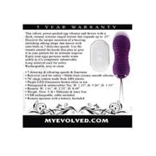 Evolved Eager Egg vibrator & thrusting egg with wireless remote control, purple device