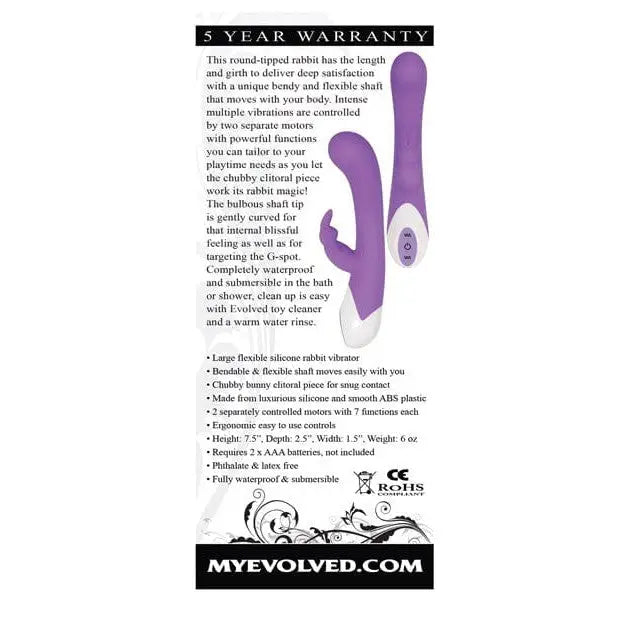 Evolved Enchanted Bunny purple shoe with white and black design, Flexible Rabbit Vibrator