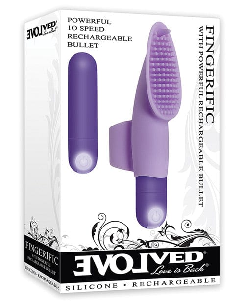 Evolved Finger Vibe Purple Evolved Fingerific Rechargeable Bullet with Finger Vibe Sleeve at the Haus of Shag