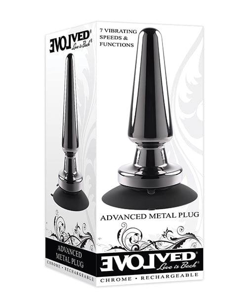 Evolved Powered Plug Evolved Advanced Vibrating Rechargeable Metal Plug - Black at the Haus of Shag