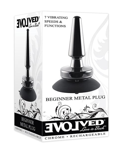 Evolved Powered Plug Evolved Beginner Vibrating Rechargeable Metal Plug - Black at the Haus of Shag