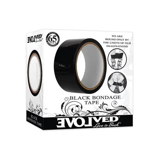 Close-up of Evolved PVC Bondage Tape in a box - premium black bondage tape