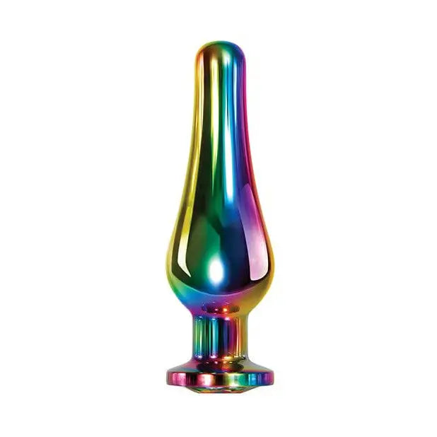 Colorful Rainbow Metal Butt Plug with Jewel Base - Sparkling Rainbow Gem Design