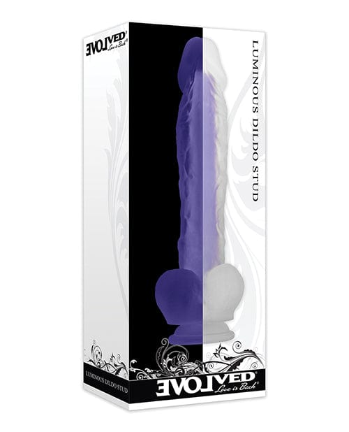 Evolved Realistic Dildo Purple Evolved Luminous Stud 10.5" Glowing Dildo with Suction Cup Base at the Haus of Shag