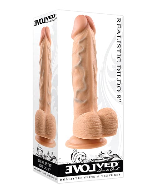 Evolved Realistic Dildo Vanilla Evolved 8" Realistic Dildo with Balls and Suction Cup Base at the Haus of Shag