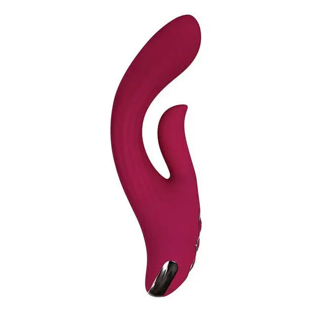 Evolved Red Dream Flexible Girthy Rabbit Vibrator in vibrant red silicone