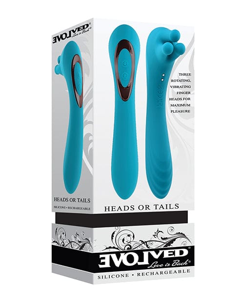 Evolved Stimulators Evolved Heads Or Tails Rechargeable Vibrator - Teal at the Haus of Shag