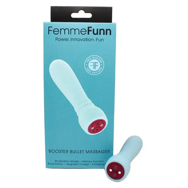 Close-up of Femme Funn BOOSTER BULLET package with two massagers and storage case