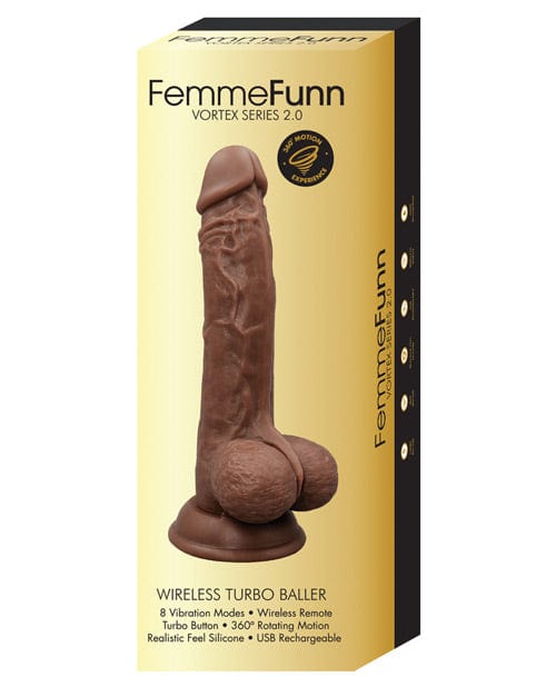 Femme Funn Realistic Vibrator Chocolate Femme Funn Vortex Series 2.0 WIRELESS TURBO BALLER Vibrator at the Haus of Shag