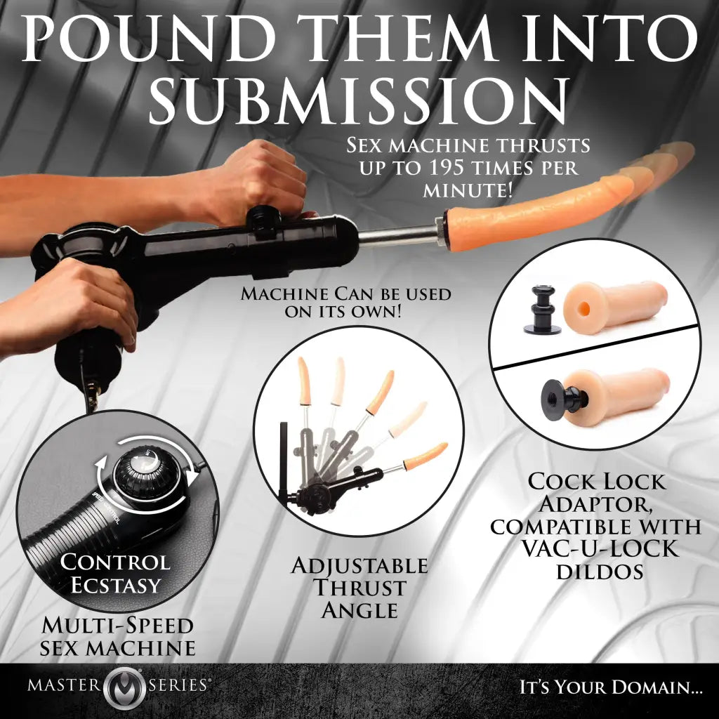 Leg Spreader Obedience Chair With Sex Machine - Black - Thrusting Machine