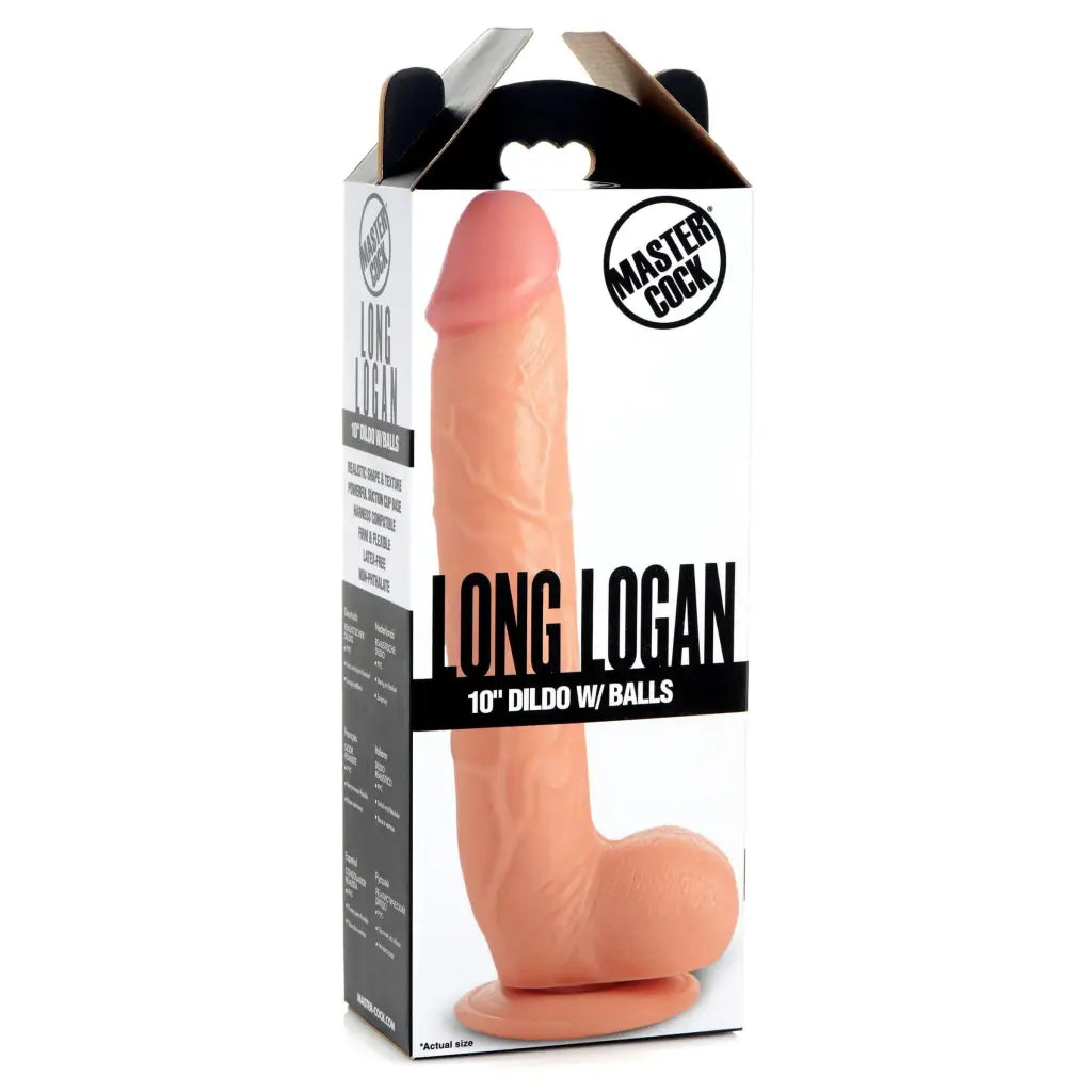 Master Cock Realistic Dildo Long Logan 10 Inch Dildo With Balls at the Haus of Shag