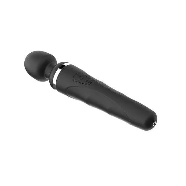 Lovense Domi 2 rechargeable mini wand with black handle on white background