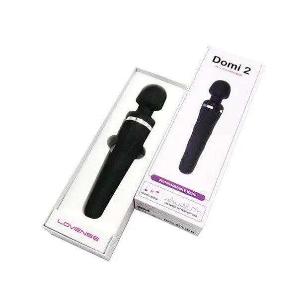 Close-up of Lovense Domi 2 rechargeable mini wand microphone in a box on a white surface