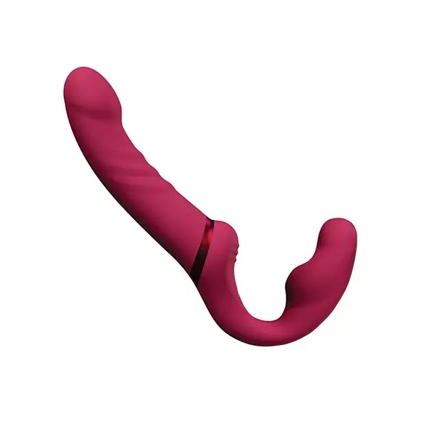 Lovense Lapis Vibrating Strapless Strap On - Pink Silicone Curved Adult Pleasure Device