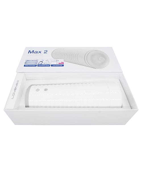Lovense Powered Stroker White Lovense Max 2 Rechargeable Male Masturbator with App control at the Haus of Shag