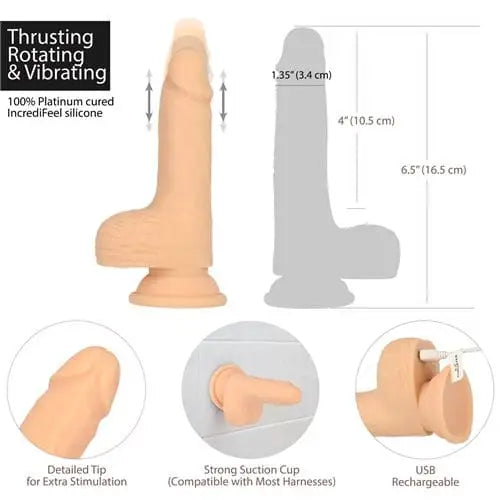 Naked Addiction Realistic Vibrator Vanilla Naked Addiction 6.5” Thrusting Dildo with Remote and Suction Base at the Haus of Shag
