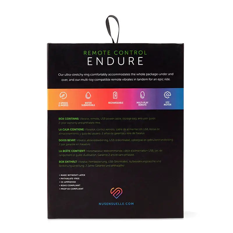 Nu Sensuelle Endure Cock Ring with Remote Control - Blue - Cock Ring