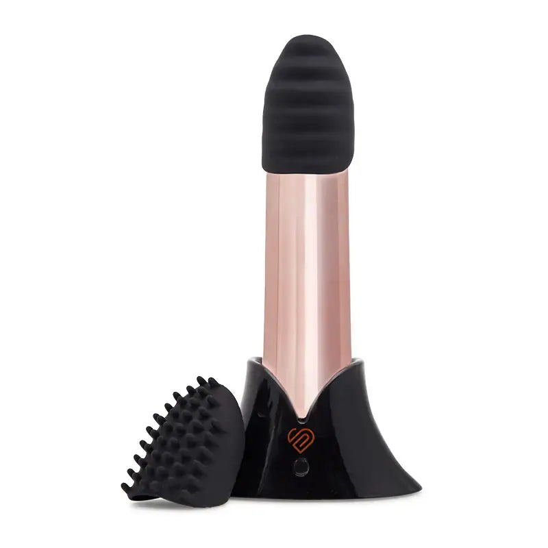 Nu Sensuelle Point Plus Bullet with Textured Sleeves Rechargeable Bullet - Rose Gold - Stimulators