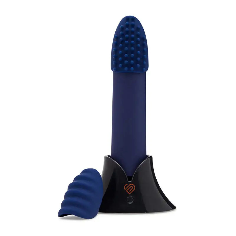 Nu Sensuelle Point Plus Bullet with Textured Sleeves Rechargeable Bullet - Navy Blue - Stimulators